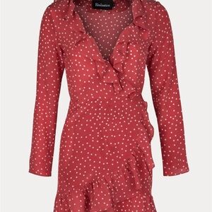 Realisation Par The Alexandra in Red Star Long Sleeve Silk Dress